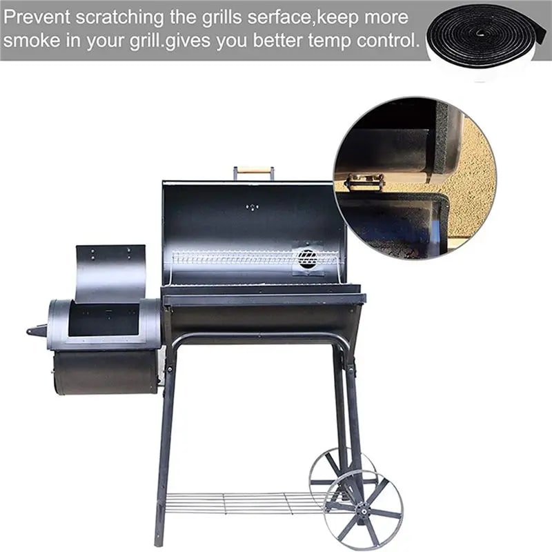 BBQ Smoker Gasket Tape, Self-Adhesive High-Temperature Seal, 8 Pack, 450 x 2.8cm