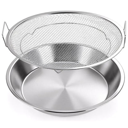 Stainless Steel BBQ Grease Drainer with Mesh Colander and Oil Tray, 9.5 Inch