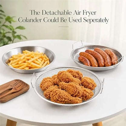 Stainless Steel BBQ Grease Drainer with Mesh Colander and Oil Tray, 9.5 Inch