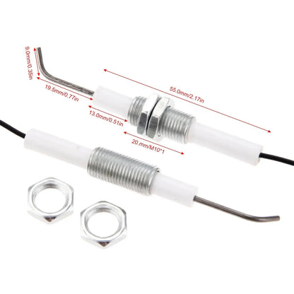 Piezo Spark Ignition Set, 2 Kits, M10x1 Electrode, 30cm Wire
