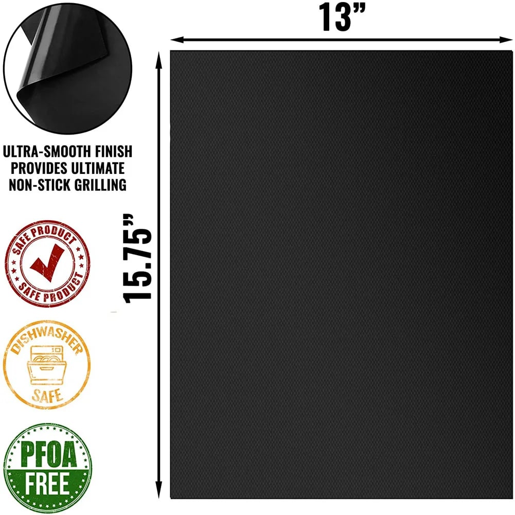 Reusable BBQ Grill Mat 40 x 33cm, Non-Stick Cooking Sheet, 0.25mm