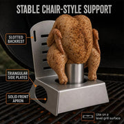 Stainless Steel Beer Can Chicken Chair for BBQ Grills and Smokers