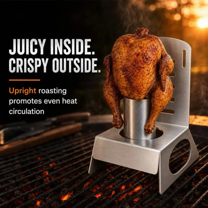 Stainless Steel Beer Can Chicken Chair for BBQ Grills and Smokers