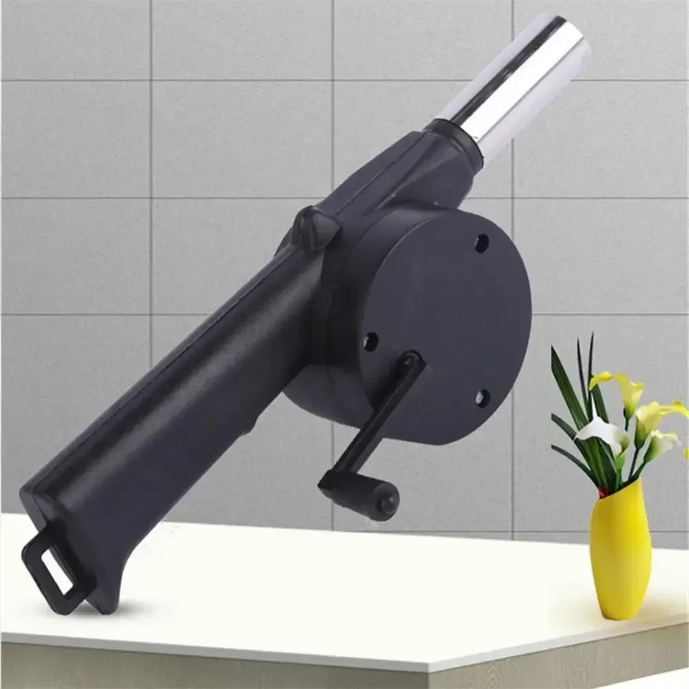 Hand-Cranked BBQ Air Blower Fan, Metal Portable Fire Bellows for Charcoal Grills