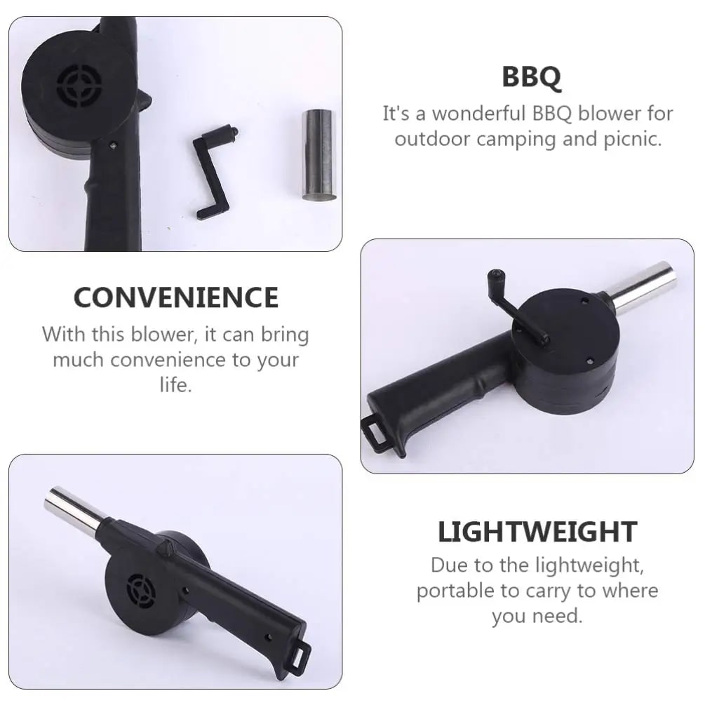 bbqdeals Hand-Cranked BBQ Air Blower Fan, Metal Portable Fire Bellows for