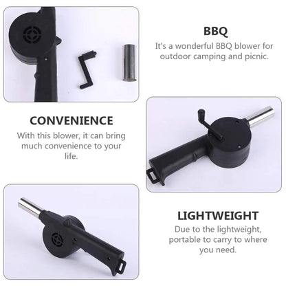 bbqdeals Hand-Cranked BBQ Air Blower Fan, Metal Portable Fire Bellows for