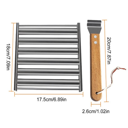 APWIKOGER Metal Hot Dog Roller Grill with Detachable Wood Handle - B