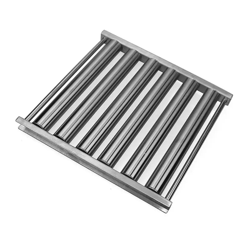 Stainless Steel Hot Dog Roller Rack for BBQ with 360° Rotation and Long Wooden Handle