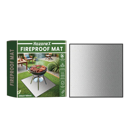 40in x 40in BBQ Fireproof Mat, Waterproof Fibreglass and Silicone Ground Protector - 1pc