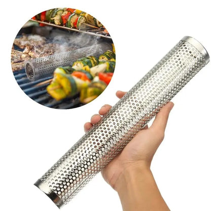 Round Metal BBQ Smoke Generator Tube for Hot and Cold Smoking, 15cm or 30cm