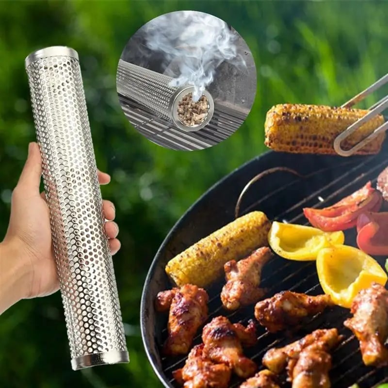 Round Metal BBQ Smoke Generator Tube for Hot and Cold Smoking, 15cm or 30cm