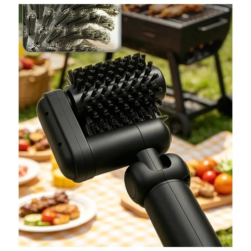 Cordless Electric BBQ Grill Brush, 3-Speed Nylon and Steel Wire Cleaning Tool