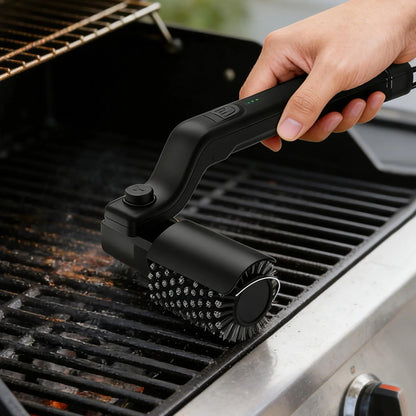 Electric Rotating Grill Brush with Replaceable Head, USB Charging and Metal Bristles