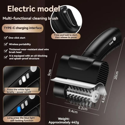 Electric BBQ Grill Brush, Rechargeable Stainless Steel Roller Brush for Outdoor Camping