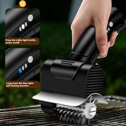 Electric BBQ Grill Brush, Rechargeable Stainless Steel Roller Brush for Outdoor Camping
