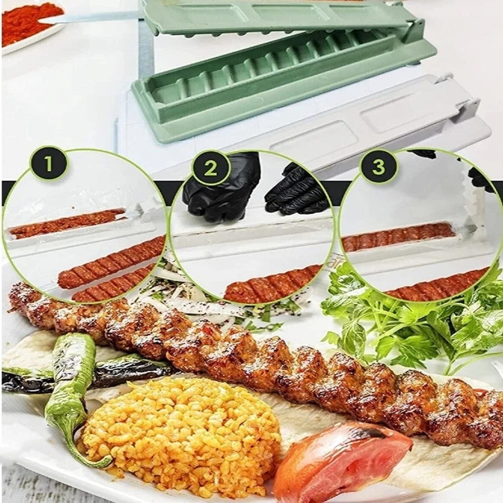 Single-Row Kebab Maker Press, Reusable PP Plastic Skewer Tool
