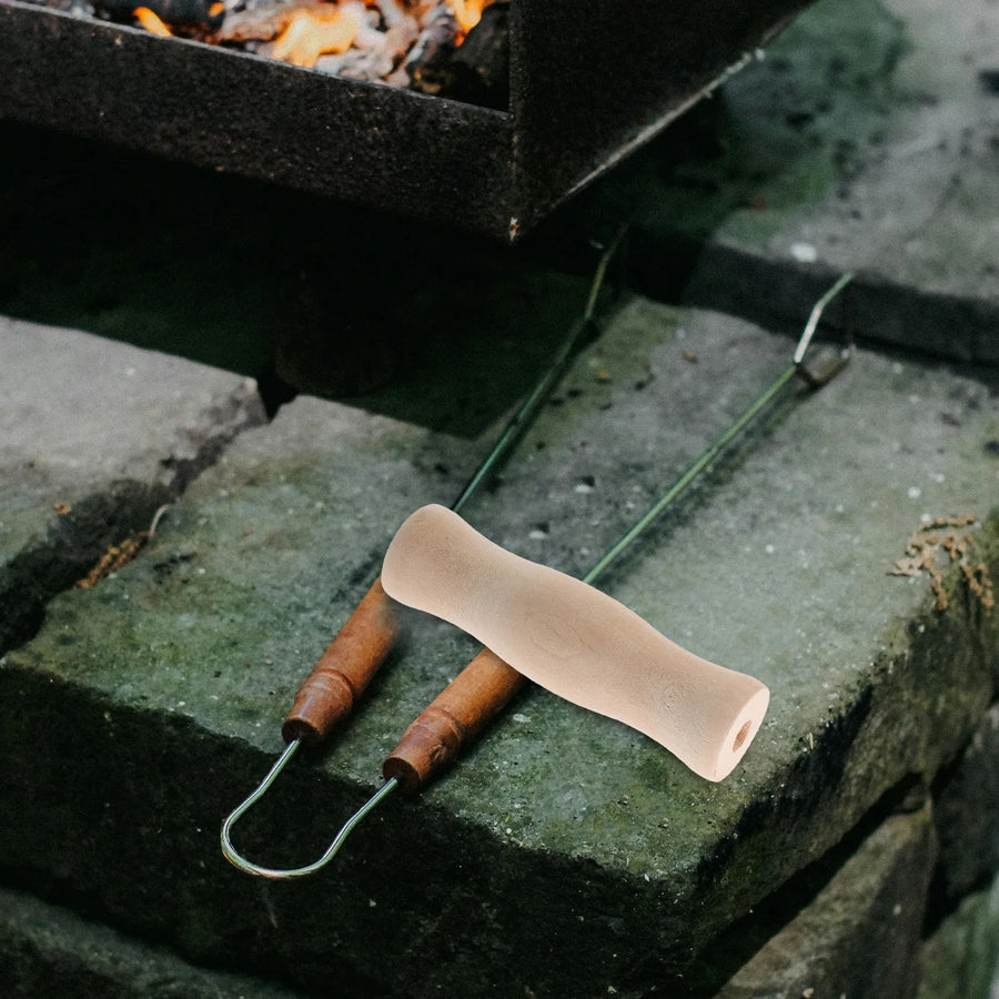 4-Piece Wooden BBQ Utensil Replacement Handles, White, 11cm, 10mm Hole