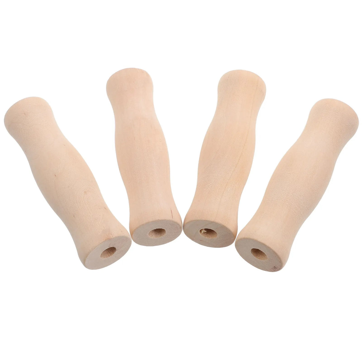 4-Piece Wooden BBQ Utensil Replacement Handles, White, 11cm, 10mm Hole
