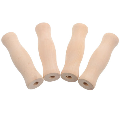 4-Piece Wooden BBQ Utensil Replacement Handles, White, 11cm, 10mm Hole