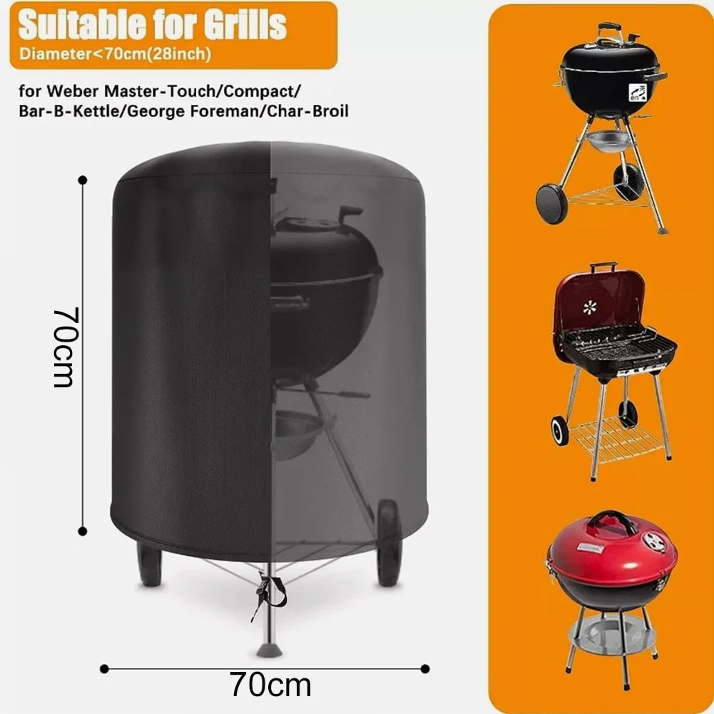bbqdeals Kettle BBQ Cover, Black Oxford Cloth, 70 x 70cm, Waterproof Cover