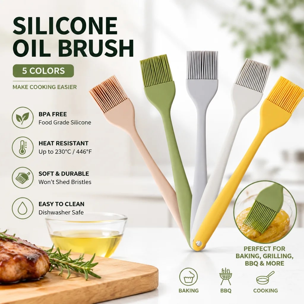 Silicone Basting Brush for BBQ, Baking and Cooking, 20.5-28cm