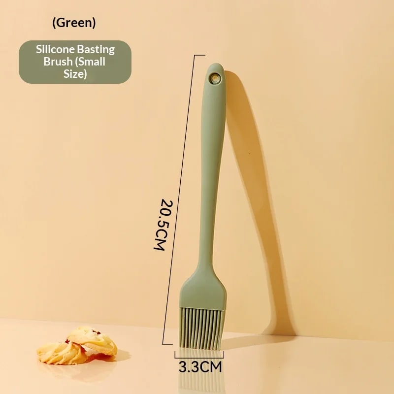 Silicone Basting Brush for BBQ, Baking and Cooking, 20.5-28cm - 20.5x3.3cm green