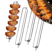 Stainless Steel Chicken Wing Rails, 4-Piece BBQ Grill Rack Set