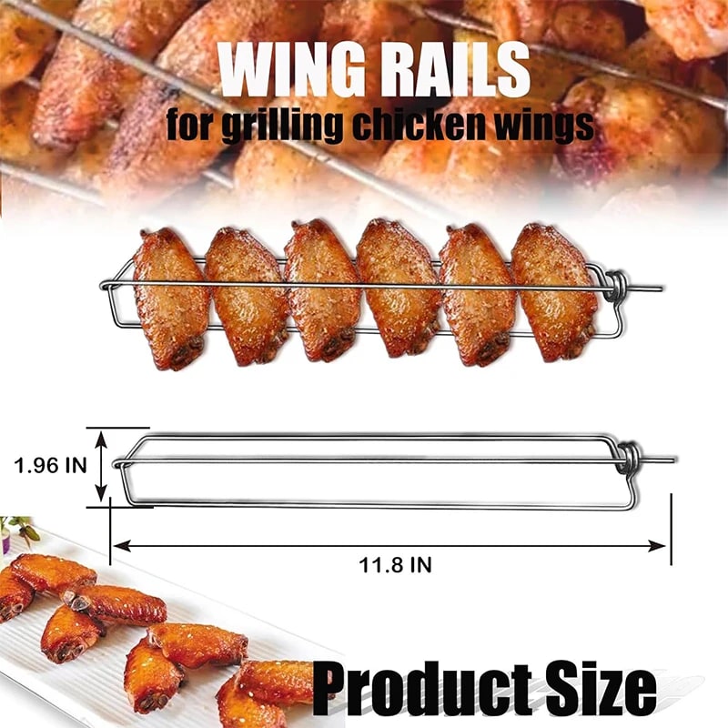 Stainless Steel Chicken Wing Rails, 4-Piece BBQ Grill Rack Set