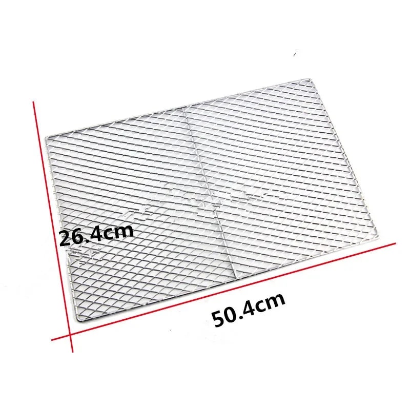 Metal BBQ Grill Mesh Cooking Rack, Multiple Sizes for Barbecue - 50 x 26cm