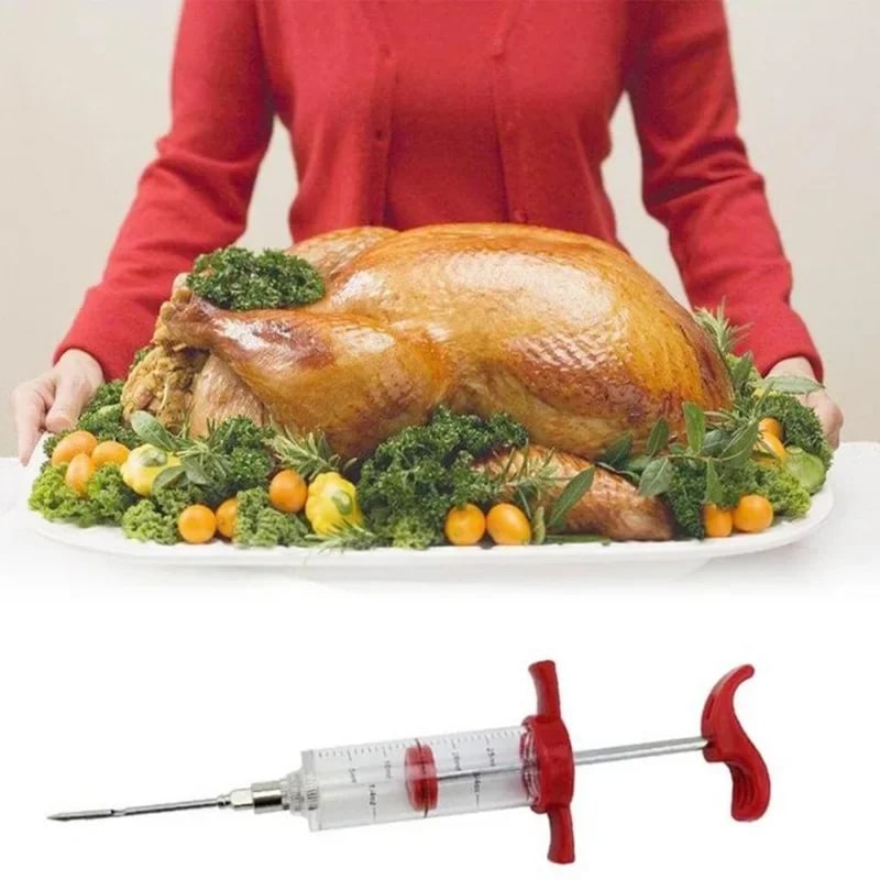 Meat Injector Marinade Syringe for BBQ and Turkey, PP Plastic