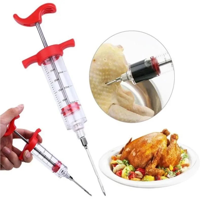 Meat Injector Marinade Syringe for BBQ and Turkey, PP Plastic