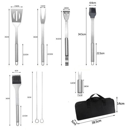 20-Piece Stainless Steel BBQ Tool Set with Storage Case, Silver, 38.5 x 5 x 14cm