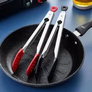 Food Tongs with Silicone Heads, Stainless Steel, 29.5cm, Red or Black