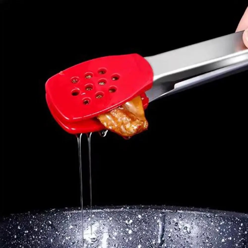 Food Tongs with Silicone Heads, Stainless Steel, 29.5cm, Red or Black