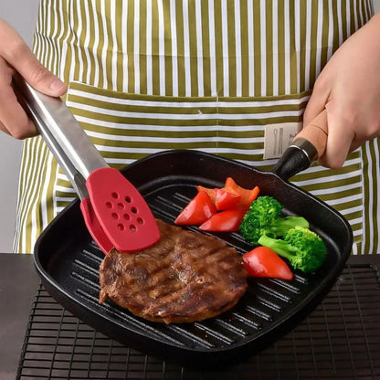 Food Tongs with Silicone Heads, Stainless Steel, 29.5cm, Red or Black