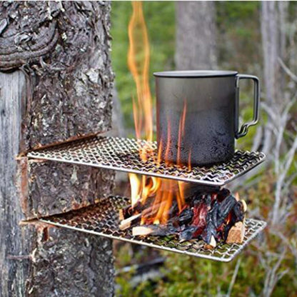Stainless Steel Camping Grill Grate, Round or Square 13cm Fire Cooking Net