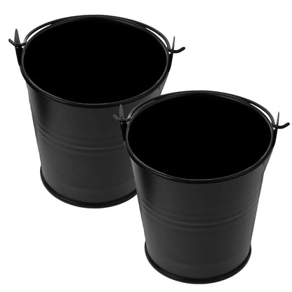 2-Piece BBQ Grill Drip Buckets, Black Grease Collectors, 7.5cm