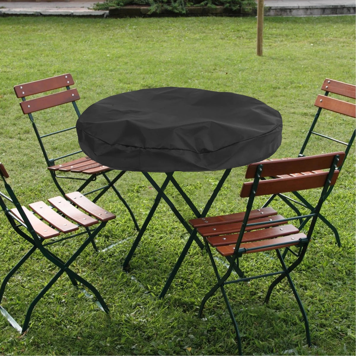 ROSENICE 100cm Round Black Plastic Fire Pit and BBQ Cover