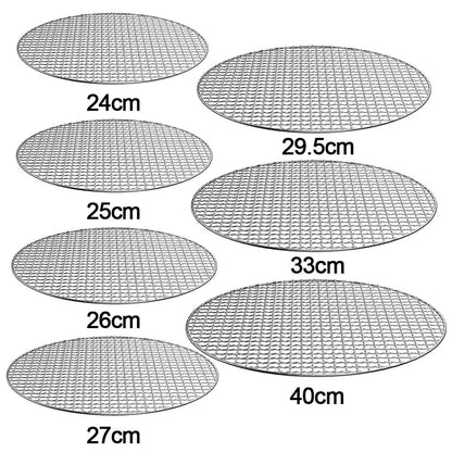 Stainless Steel Round BBQ Grill Rack, Reusable Cooking Grate, 24-40cm