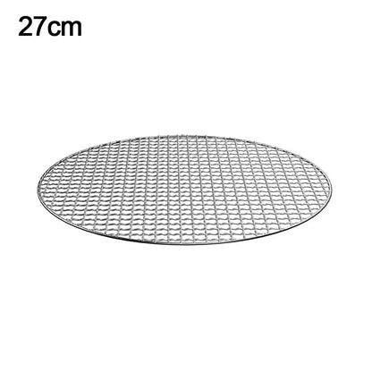 Stainless Steel Round BBQ Grill Rack, Reusable Cooking Grate, 24-40cm - 27cm