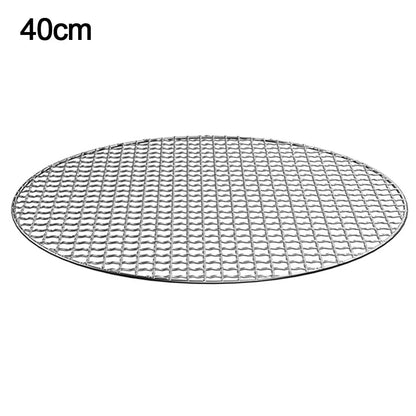 Stainless Steel Round BBQ Grill Rack, Reusable Cooking Grate, 24-40cm - 40cm
