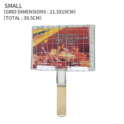 Stainless Steel BBQ Grilling Basket, 33 x 20.5cm Grill Mesh with 48cm Handle