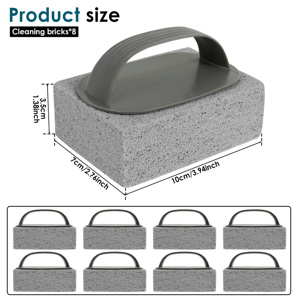 BBQ Grill Cleaning Blocks with Handles, Foamed Glass, 8 Pack