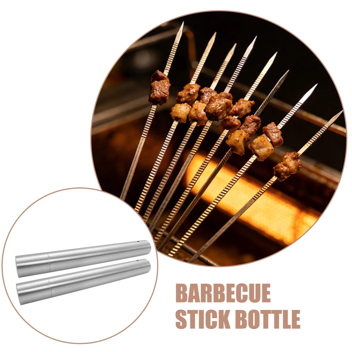 Stainless Steel BBQ Skewer Storage Tubes, 2-Piece Silver Pair, 40.5cm