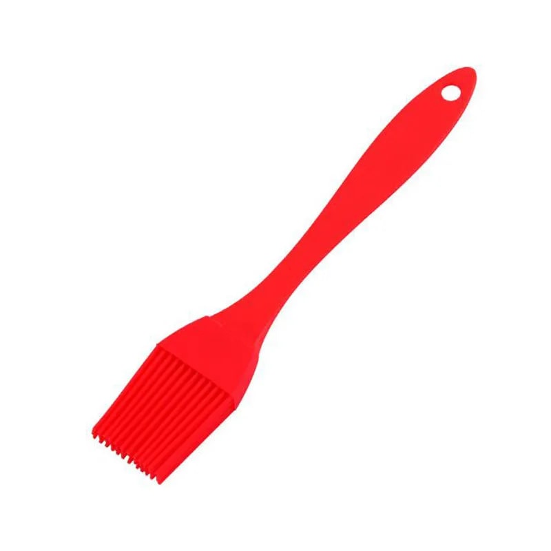 Silicone BBQ Basting Brush, 16 x 3 cm, Plastic Handle, Colour Options - Red