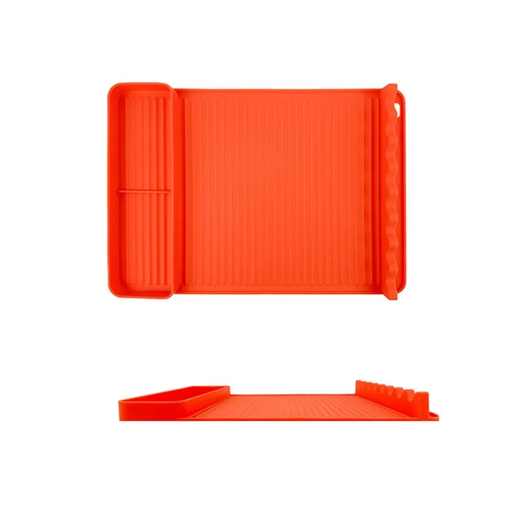 Silicone BBQ Tool Mat, Heat-Resistant Grill Side Mat, 40.5 x 29.2 cm - Orange