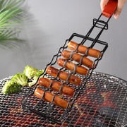 Metal BBQ Hot Dog Grill Basket Tongs, 48.8cm Sausage Holder