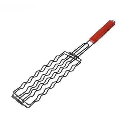 Metal BBQ Hot Dog Grill Basket Tongs, 48.8cm Sausage Holder