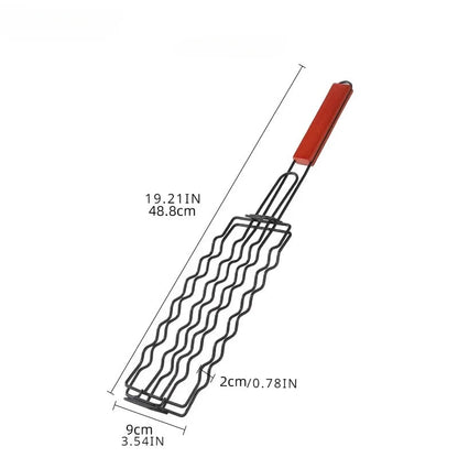 Metal BBQ Hot Dog Grill Basket Tongs, 48.8cm Sausage Holder