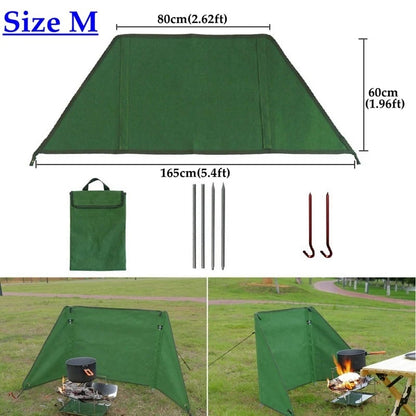 Camping BBQ Windbreak Cloth, 0.6mm Green Outdoor Cooking Screen - Large